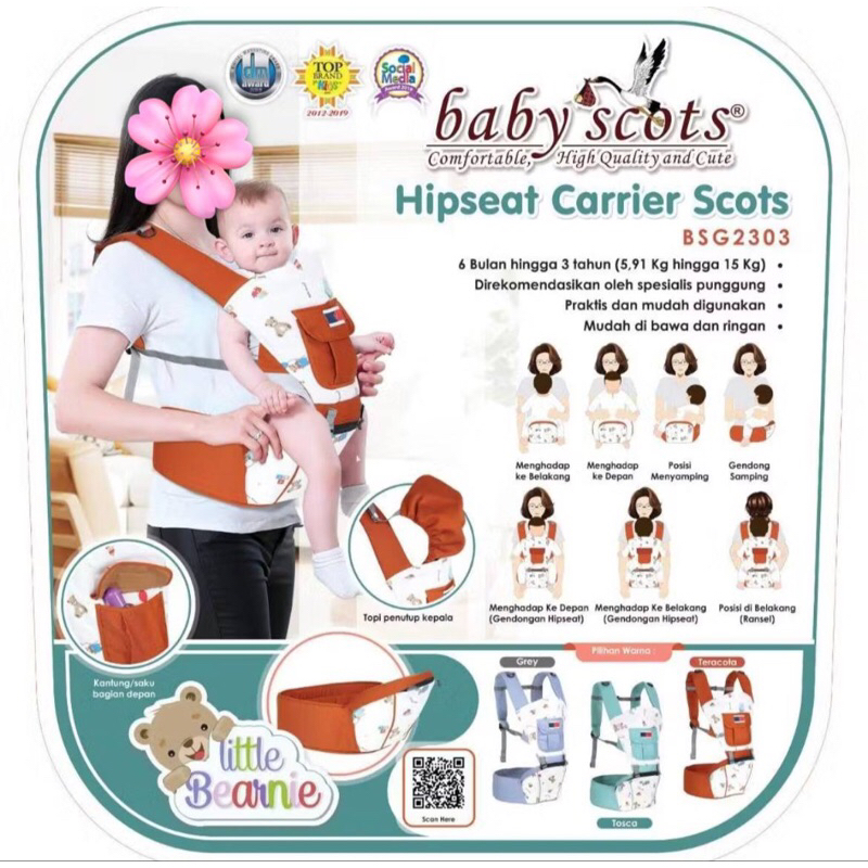 Hipseat Carrier Scots / Baby Scots / Gendongan Baby