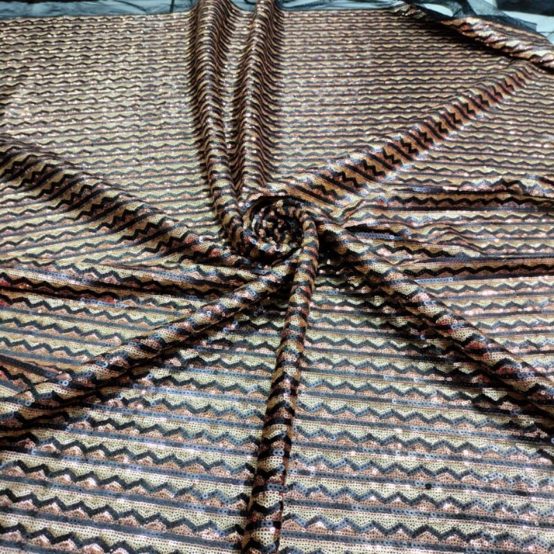 bahan Kain Tille Squin Payet motif merambat/ kain tille Squin seribu Payet premium