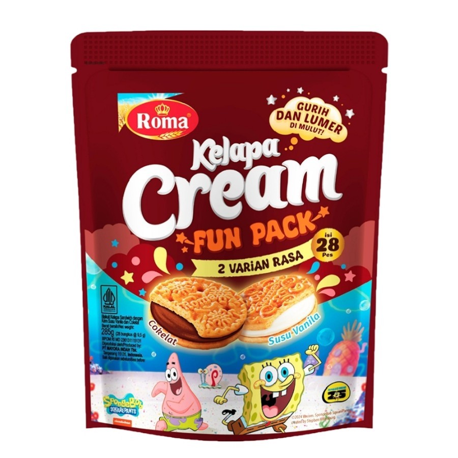 

Roma Biskuit Fun Pack Krim Kelapa Rasa Cokelat & Susu Vanila 285 g
