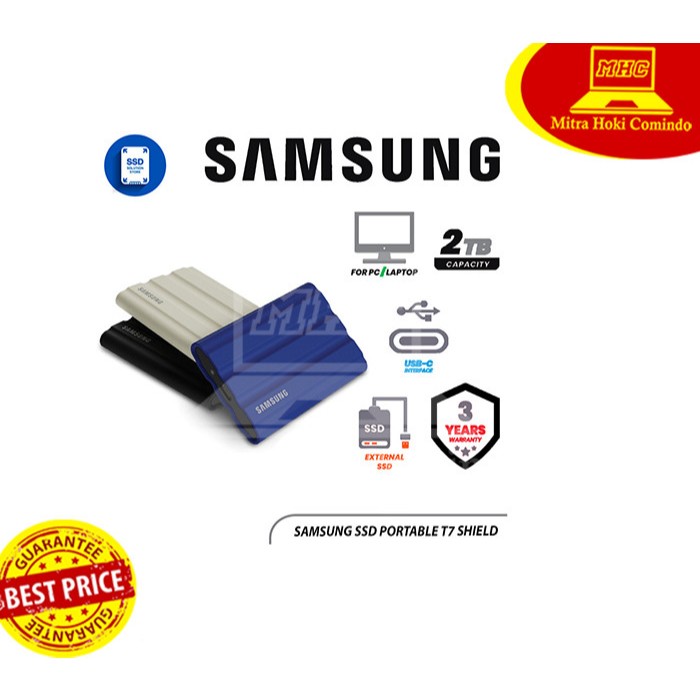 SSD EKSTERNAL SAMSUNG 2TB T7 SHIELD SSD PORTABLE SAMSUNG 2TB T7 SHIELD