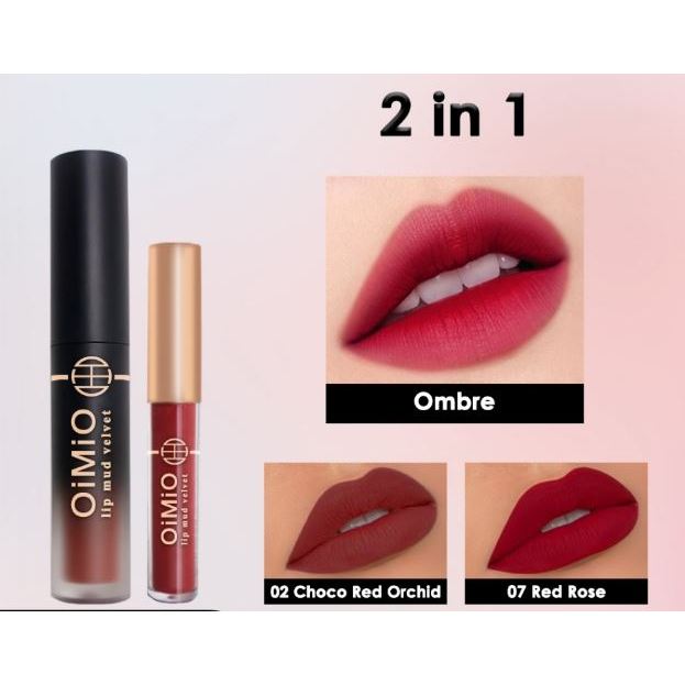 OIMIO LIP MUD VELVET DOUBLE PACKAGE | OIMIO LIPCREAM 2IN1