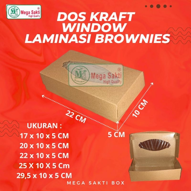 

(ISI 10 PCS) DOS / DUS KUE BROWNIS KRAFT WINDOW LAMINASI TINGGI 5 CM UK 17 CM, 20 CM, 22 CM, 25 CM, 29,5 CM / DOS HAMPERS