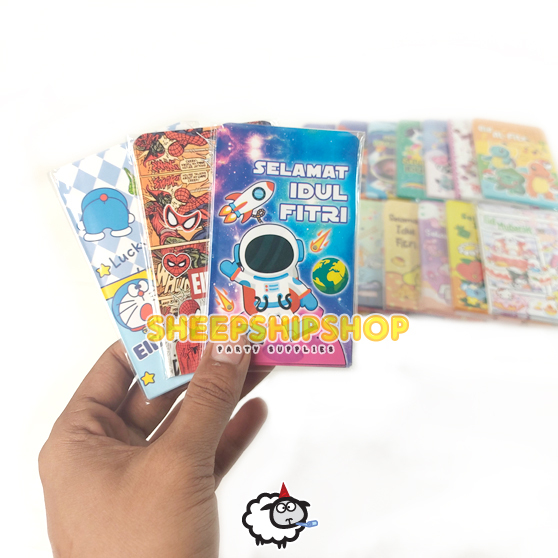

AMPLOP UANG LEBARAN M SERI KARAKTER KECIL (ISI 10 PCS) Sanrio Spiderman Astronot Selamat Idul Fitri