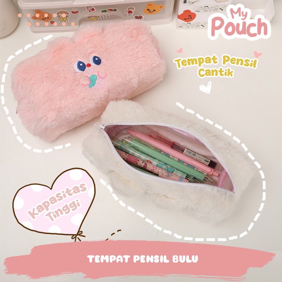 

Tempat pensil bulu soft cute/ Tas pensil kosmetik/ Pouch makeup kecil