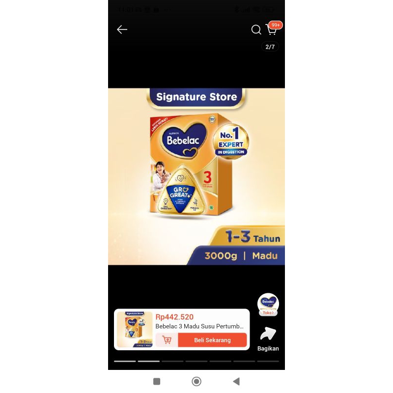 Susu anak susu bayi Bebelac 3 kotak 3000gr. Bebelac 3 3kg Vanila madu