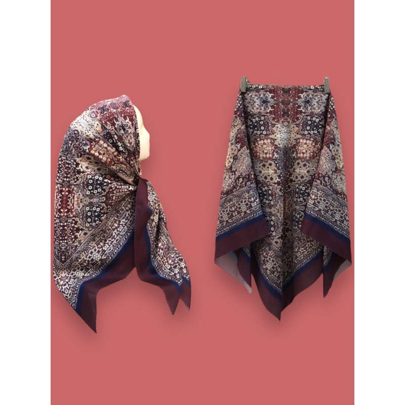 PART 12 Segiempat voal motif etnik/ motif turkey/ motif bunga abstrak/ motif pita/ Hijab persegi mot
