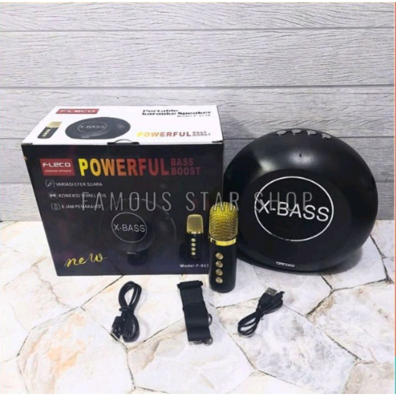 Speaker Bluetooth Portable Karaoke 3" Type F923 Free Microphone Wireless - FLECO Karaoke BT / USB/ T