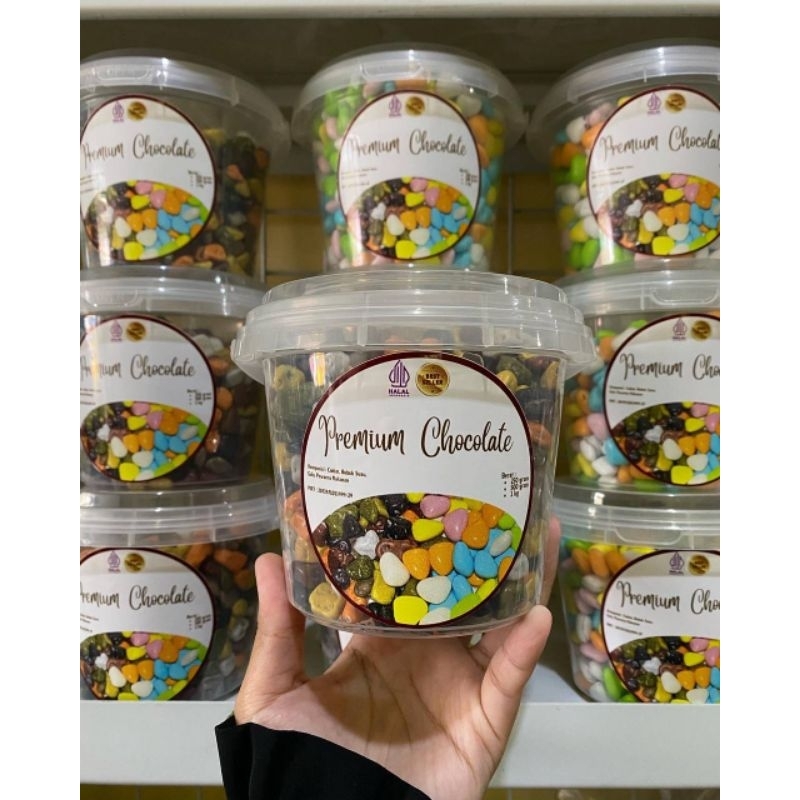 

(500 gram) coklat premium / coklat kerikil premium ember / coklat kerikil hati premium