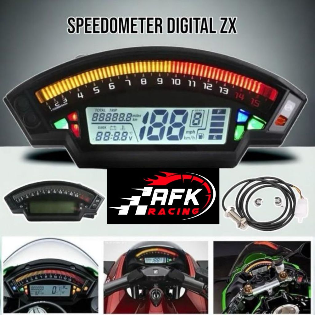 speedometer spidometer odometer gauge motor kawasaki ninja ZX digital led vietnam kufavarian