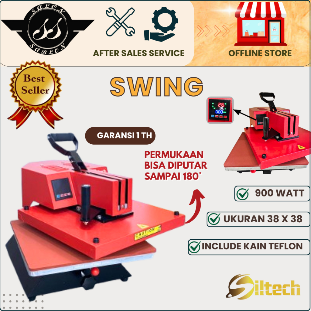 Mesin Press Kaos 38 x 38 swing High Presure | Sablon DTF, DTG, POlyflex, Sublimasi Transfer Paper