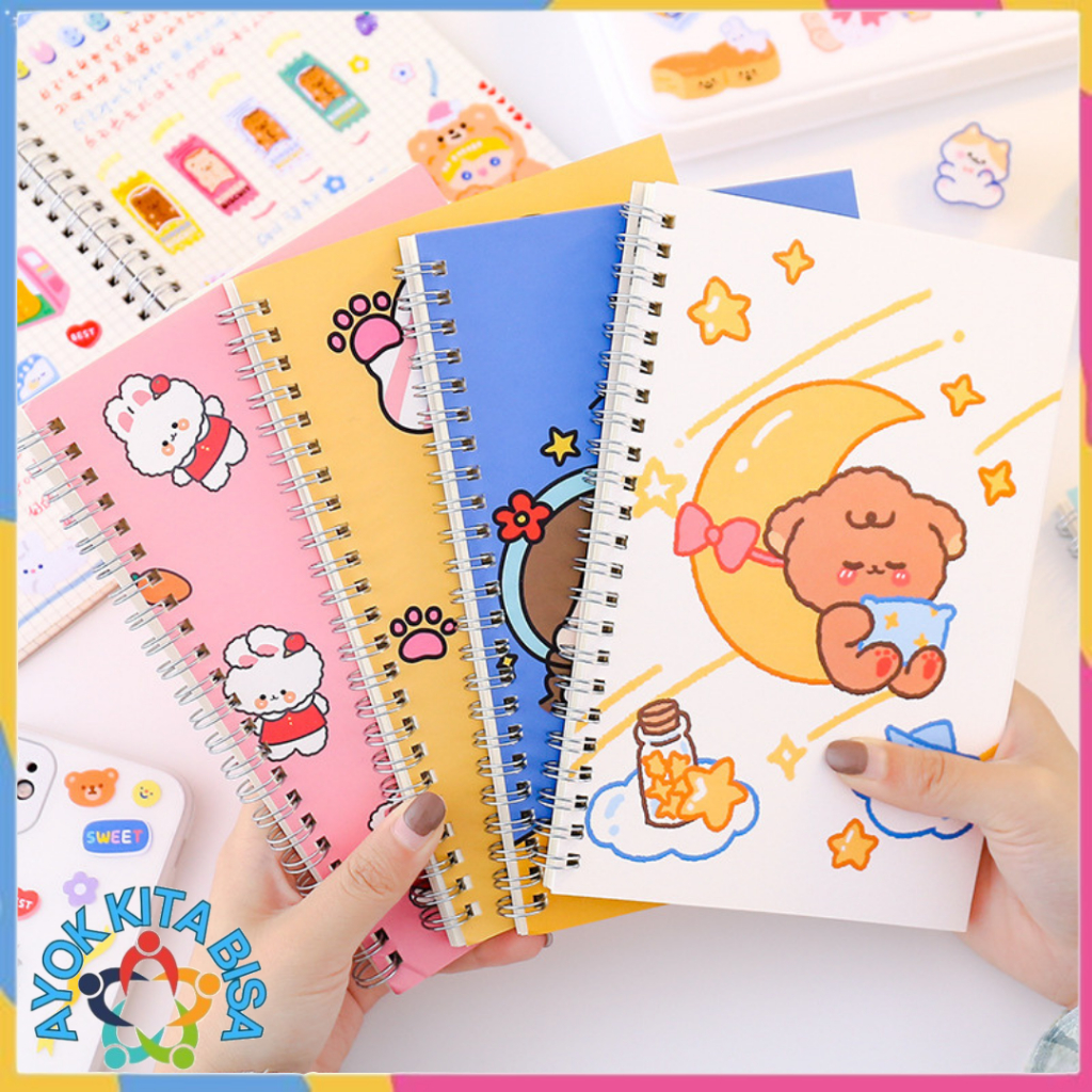 

AKB Buku Catatan Notebook A5 Isi 60 Lembar Buku Diary Aesthetic Motif Kartun Gaya Retro Buku Tulis Garis A5 Spiral Murah