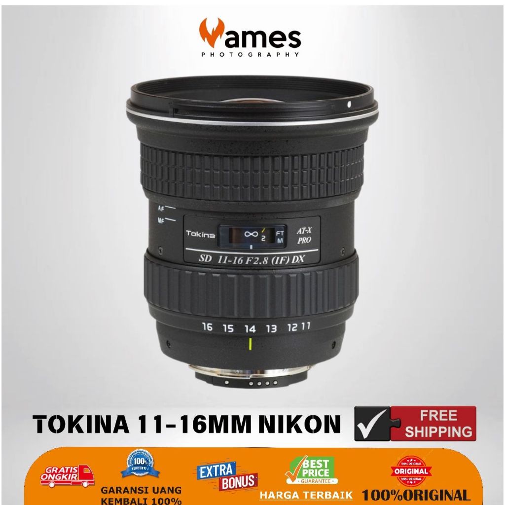 Lensa Tokina 11-16mm F2.8 Nikon For Kamera DSLR  Like New