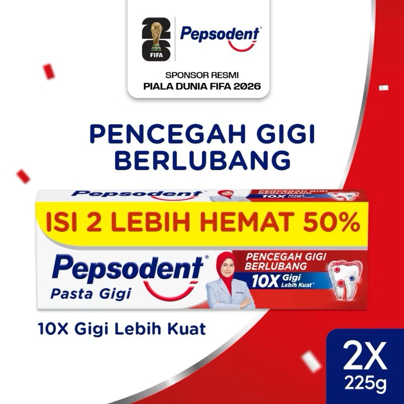 Pepsodent Pasta Gigi ukuran BESAR 225g Isi 2 . Pasta gigi Pepsodent Promo