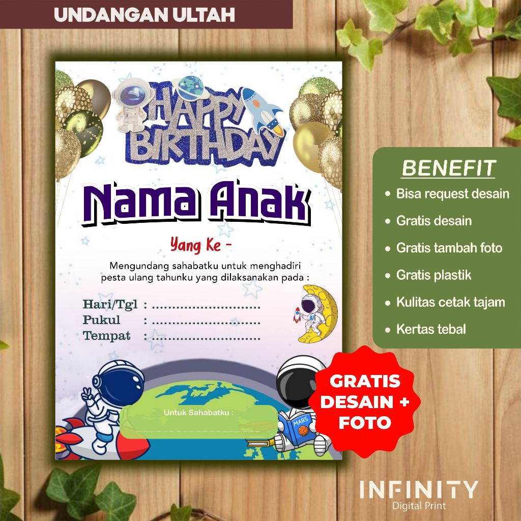 UNDANGAN ULANG TAHUN ANAK CUSTOM GRATIS DESAIN