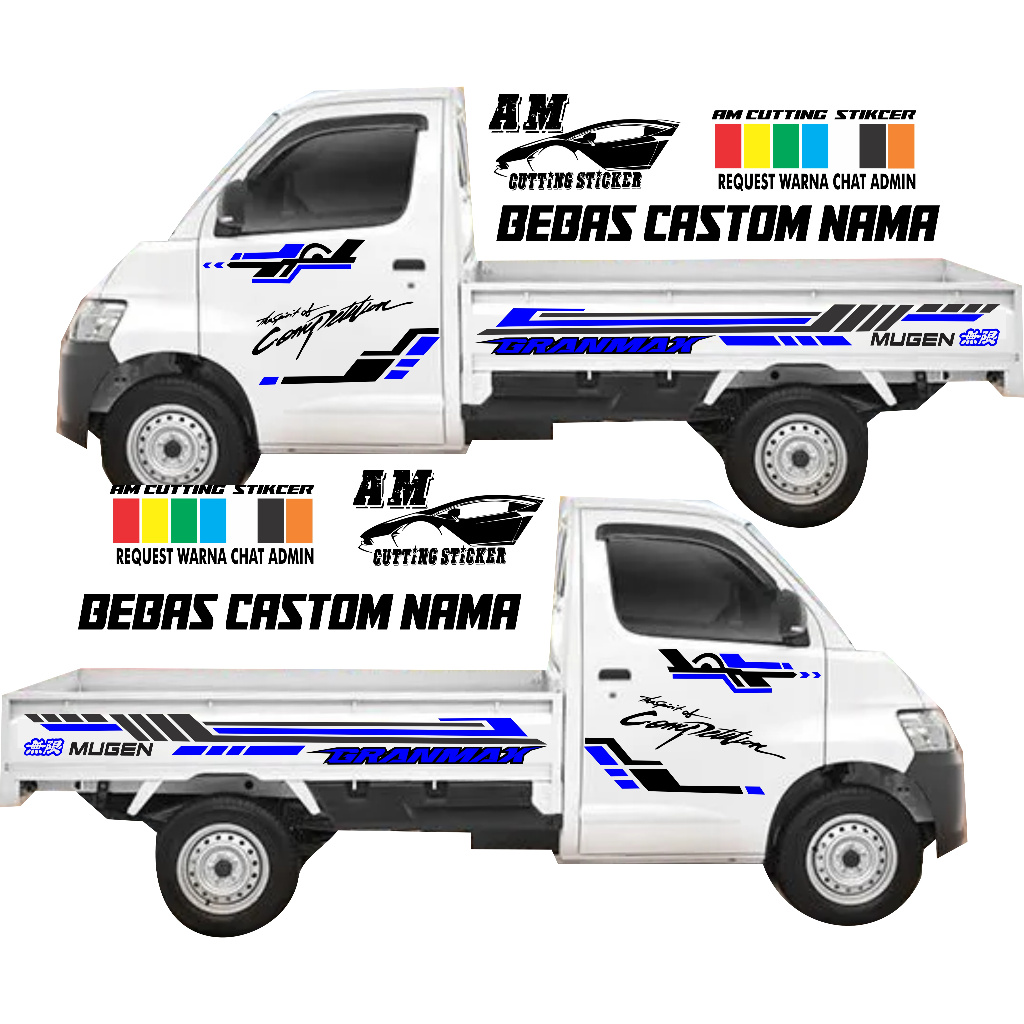 [COD] 2PCS PROMO STIKER CUTTING MOBIL PICK UP DAIHATSU GRANMAX PICK UP BISA RIQUEST KATA KATA TERBAR