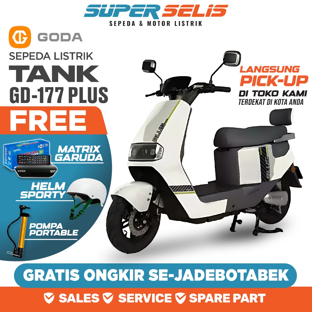 Sepeda Listrik GODA 177 Plus Tank 48V 20AH 48V/20AH Selis Garansi Resmi