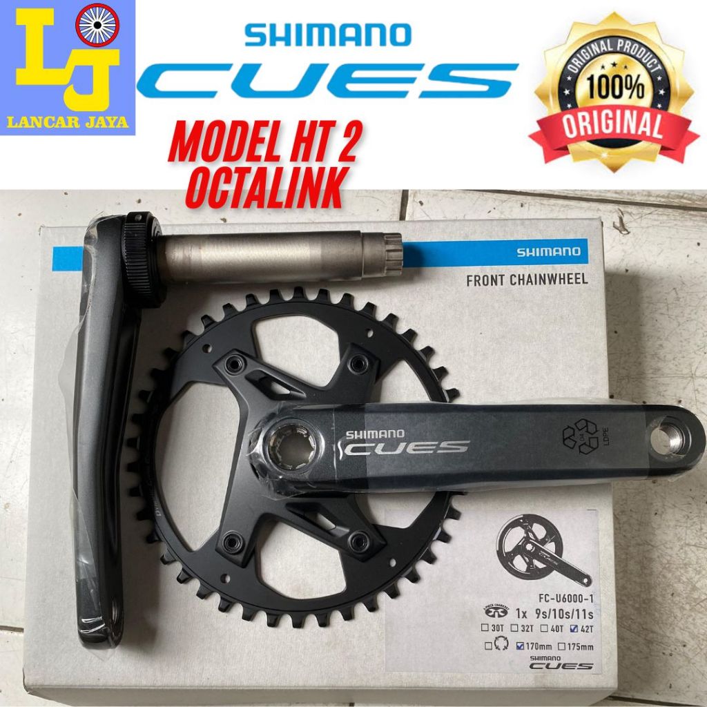 SHIMANO CUES Crank Single 42T FC-U6000 OCTALINK HT2 HOLLOWTECH 2 NOT DOUBLE Tanpa BB 170MM 1 Susun G
