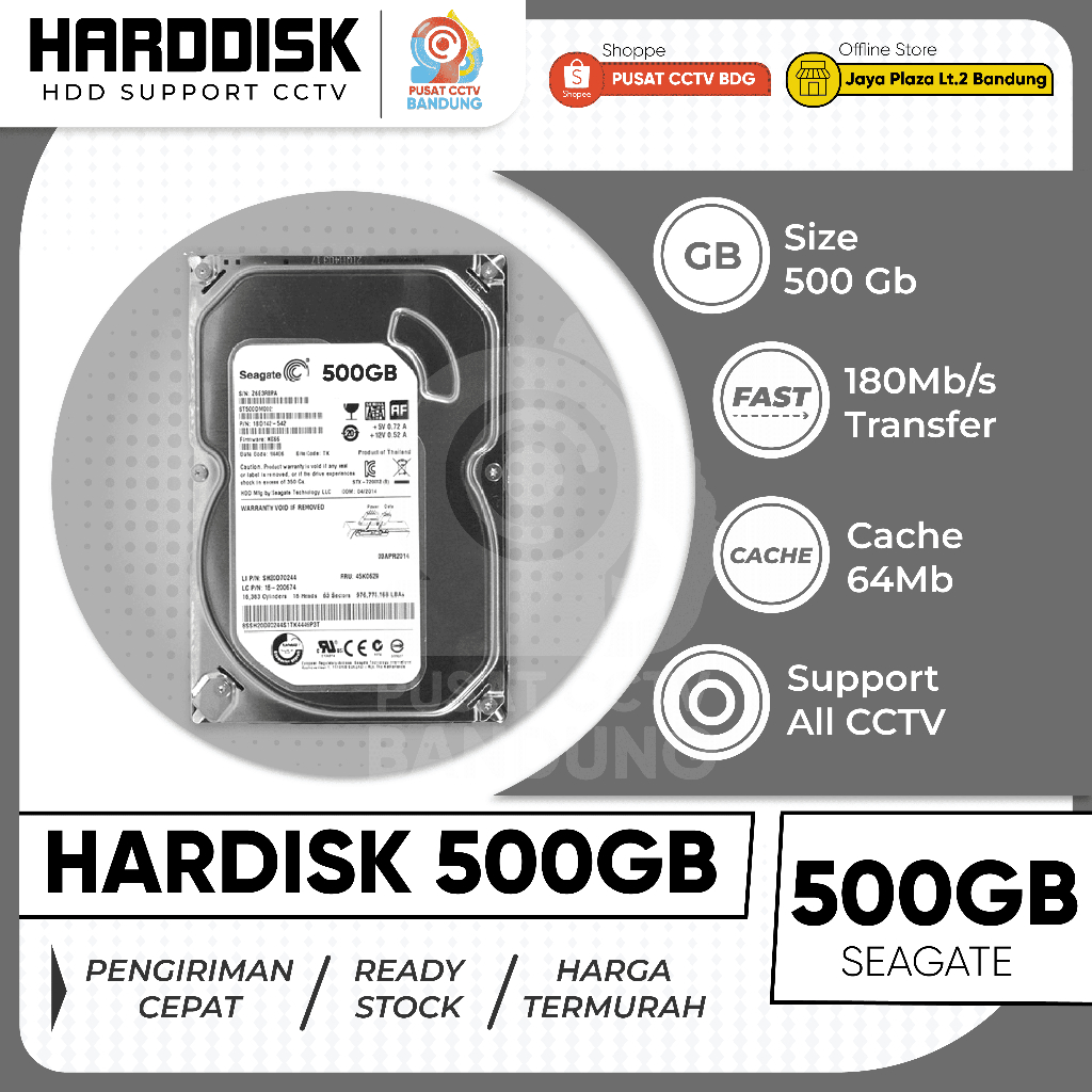 Hard Disk Support CCTV 500 GB Seagate HDD Eksternal Penyimpanan Video Garansi 1 Tahun