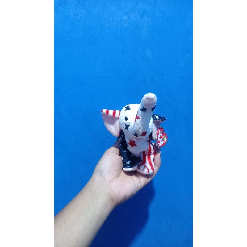 Boneka Gajah Bulir Motif Bendera Ori TY (Rare) Langka