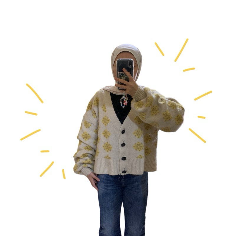 [ Preloved Cardigan ] ‼️NETT‼️ Cardigan zara original cream motif bunga