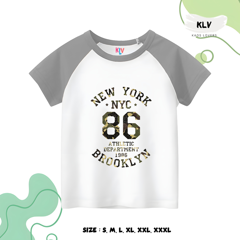 Kaos Raglan Anak Motif NYC 86 Original Distro 30s Sablon