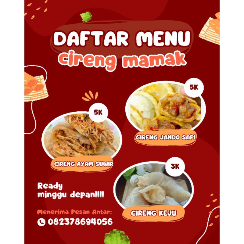 

Cireng isi ayam suwir | isi 10 pcs free chili oil