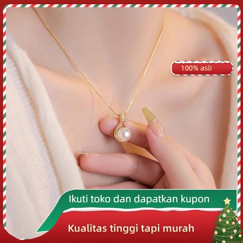 KL12 -- Kalung liontin kalung putih versi Korea sederhana dan elegan baja titanium kalung emas canti