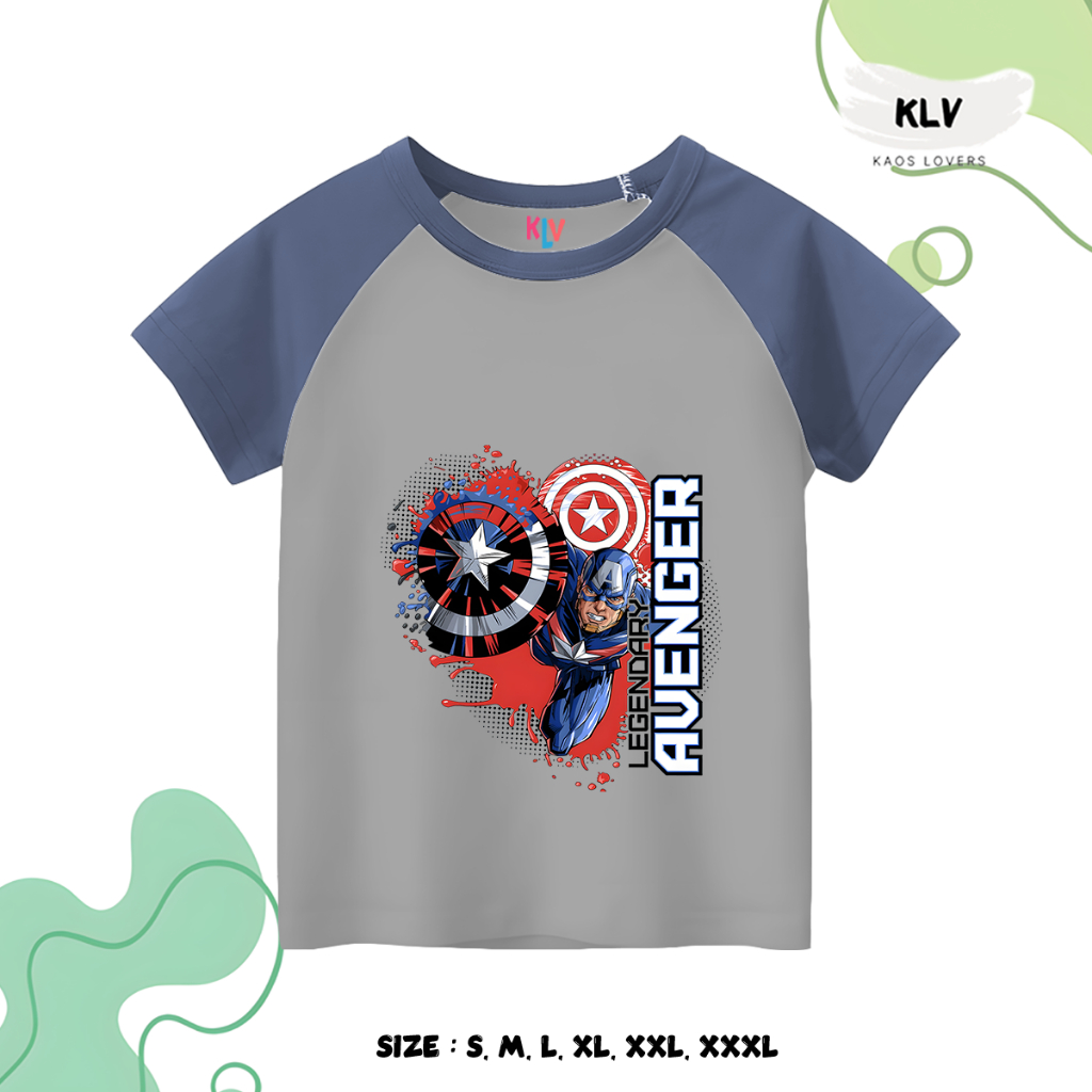 Kaos Raglan Anak Motif LegendCap Original Distro 30s Sablon