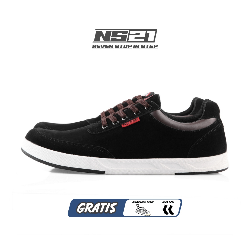 Sepatu Pria Casual Hitam Kombinasi Coklat ORIGINAL NS Twenty One