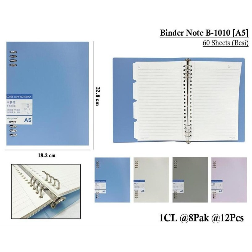 Wengu Binder Note Ring Besi - Buku Binder Catatan Ring Besi Ukuran A5
