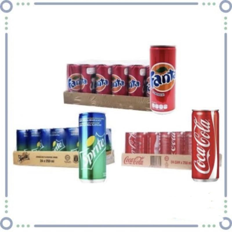 

Coca-Cola/ Sprite/ Fanta/ AW 250ml minuman kaleng 1dus isi 24pcs