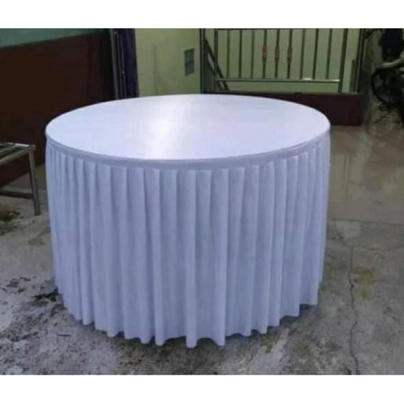 Taplak Meja Bulat Putih Polos - Cover meja bulat putih polos