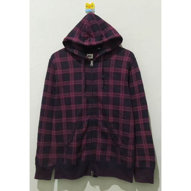 Hoodie Zipper UNIQLO Tartan Size L 100%ORi mantab