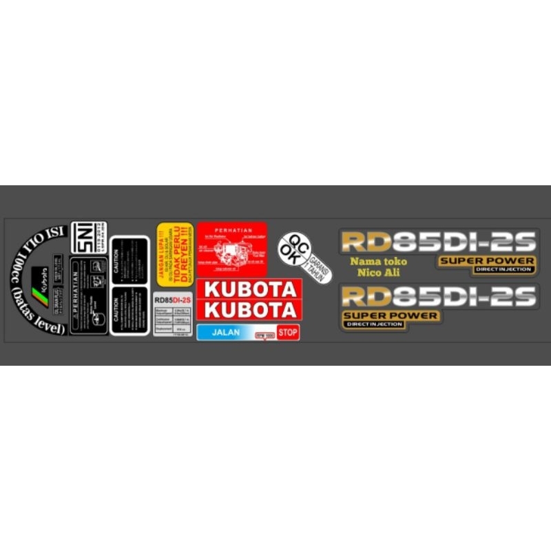 Stiker kubota 2s rd85 new