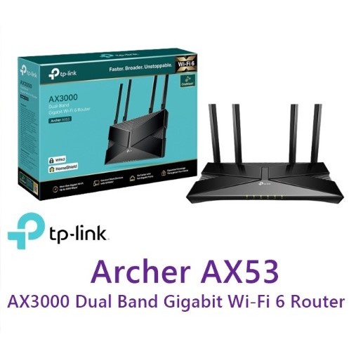 TP-Link Archer AX53 Wi-Fi 6 Router AX3000 Dual Band Gigabit OFDMA MU-MIMO Wireless 4×Antennas Intel 