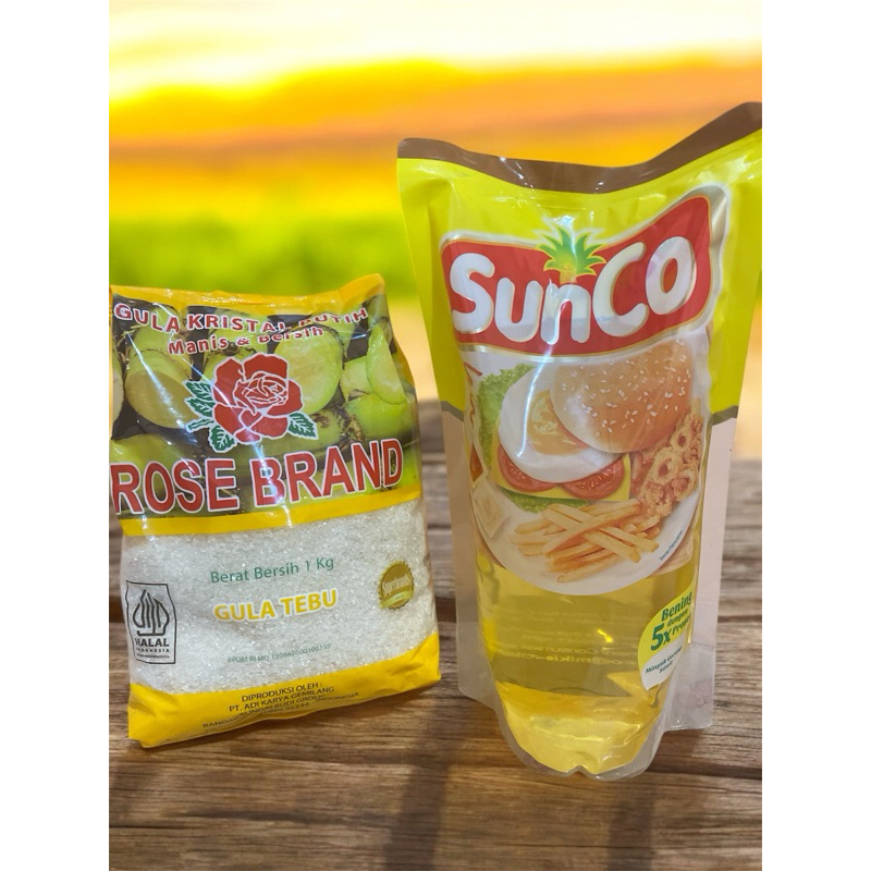 

Bundling Gula Rose Brand 1 Kg + Minyak Sunco 1 Liter