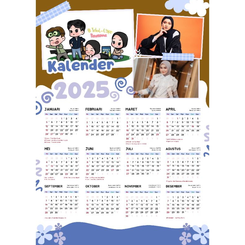 

kalender dinding 2025 serta bulan islam