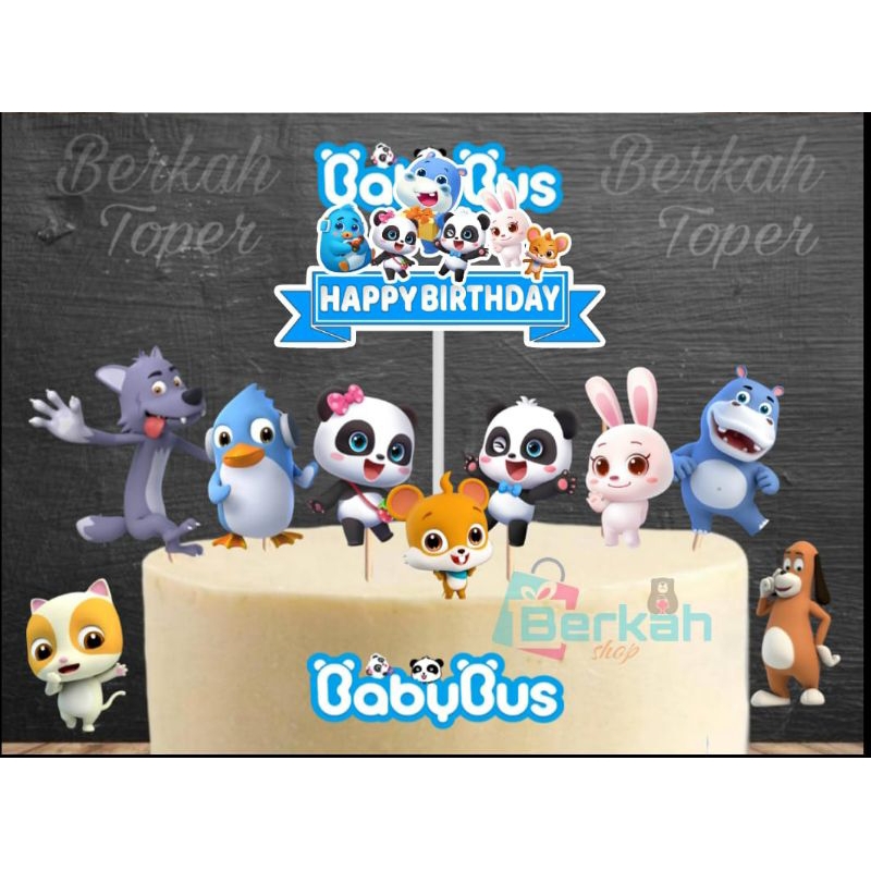 Topper Baby Bus,Topper cake, hiasan kue ulang tahun topper karakter Baby Bus