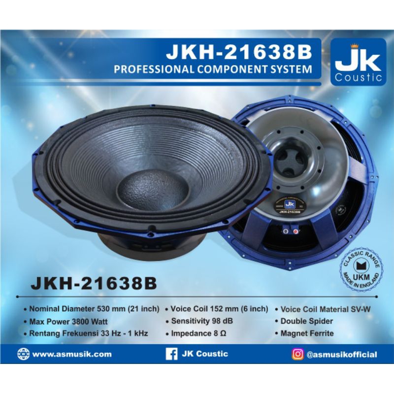 Speaker 21 inci JK coustic JKH-21638B