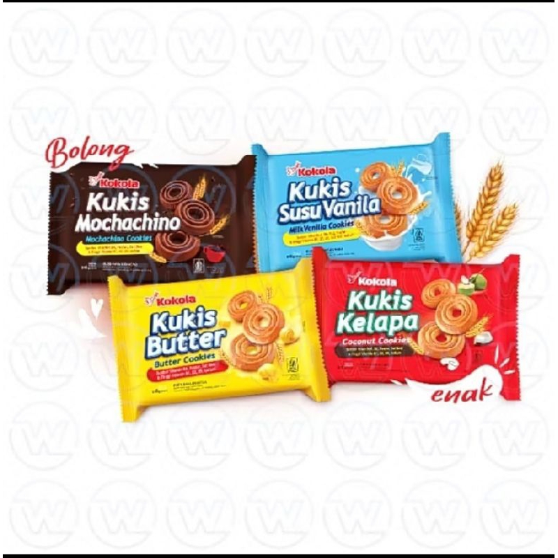 

Biskuit coklat Kokola Kukis 218gr - Biskuit Cookies Varian Mochachino, Butter, Kelapa, Vanilla