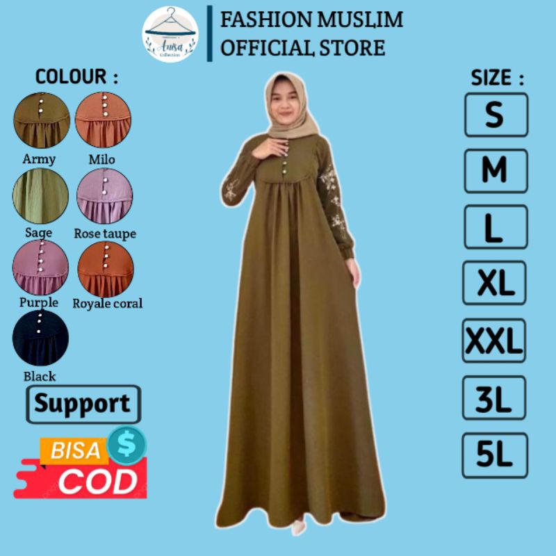 Dania Maxi - Gamis Bordir Jumbo - LD 140 130 120 110 dst - Cey Crinkle Airflow Preminum - Gamis leba