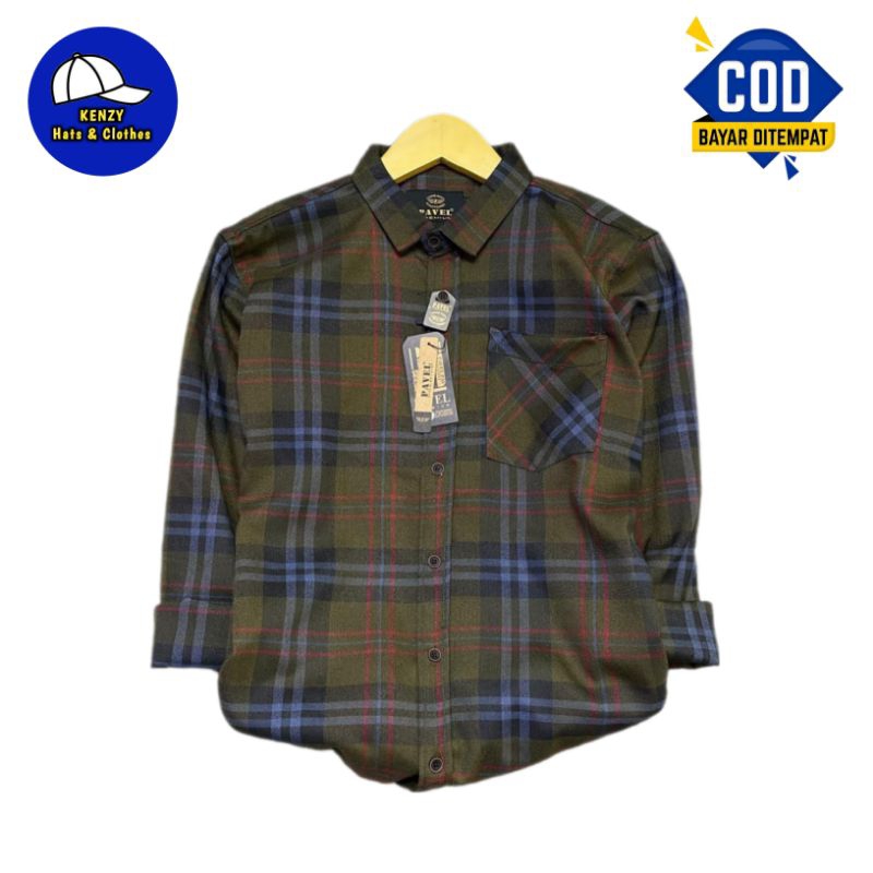 Kemeja Bahan flanel kotak- kotak - kemeja lengan panjang pria wanita - kemeja flanel kotak-kotak Vin