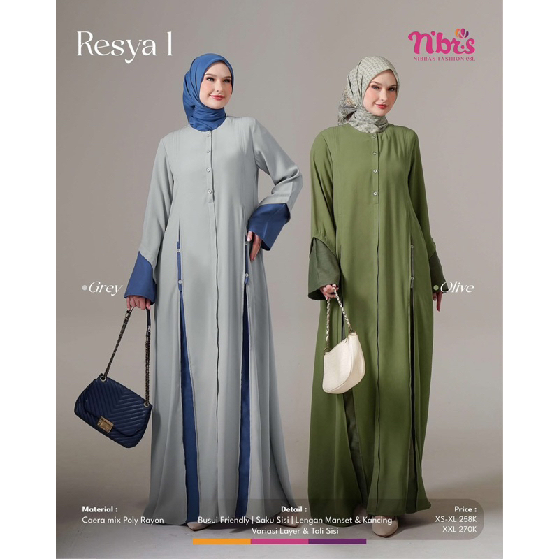SALE 30% GAMIS NIBRAS RESYA 1, nibras terbaru, nbrs fashion. abaya.abaya dannis terbaru size L.XL.XX