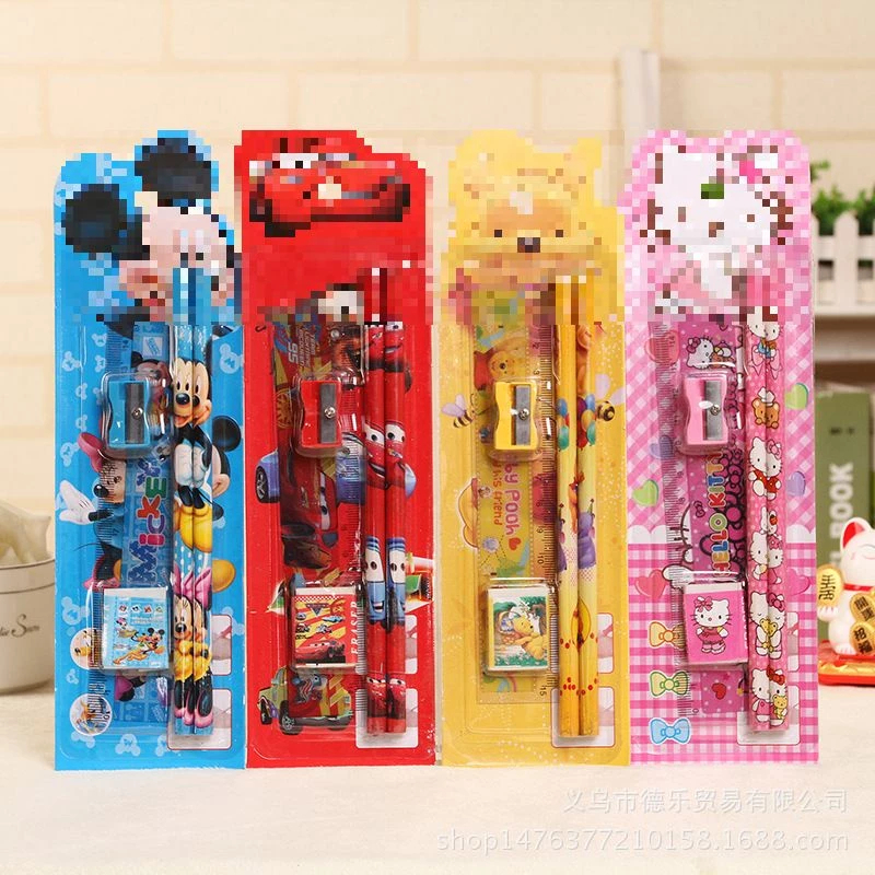 

Stationery Set 5 in 1 Alat Tulis Anak Sekolah Penghapus penggaris Pensil Serutan Karakter Lucu