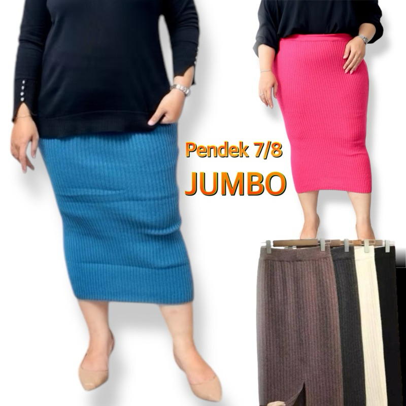 Maxi Skirt Midi 7/8 Knit Maxiline Premium Big Size Bb 70kg 80kg 90kg / Rok Span Rajut Knit Jumbo Pen
