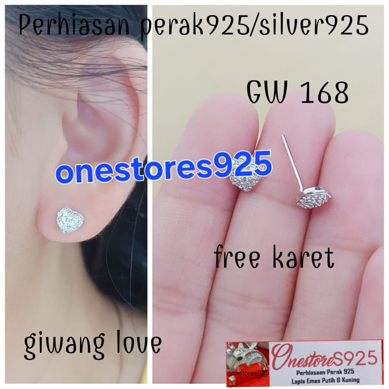 GIWANG LOVE PERAK 925 ASLI LAPIS EMAS PUTIH GW 168