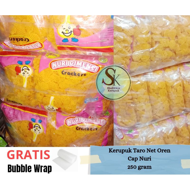 

Kerupuk Taro Oren 250 gram cap Nuri Dimensi / Kerupuk Snack Bawang Taro / Keropok Net / Krupuk Jaring / Kerupuk Cemilan Makan / Kerupuk Oleh-oleh