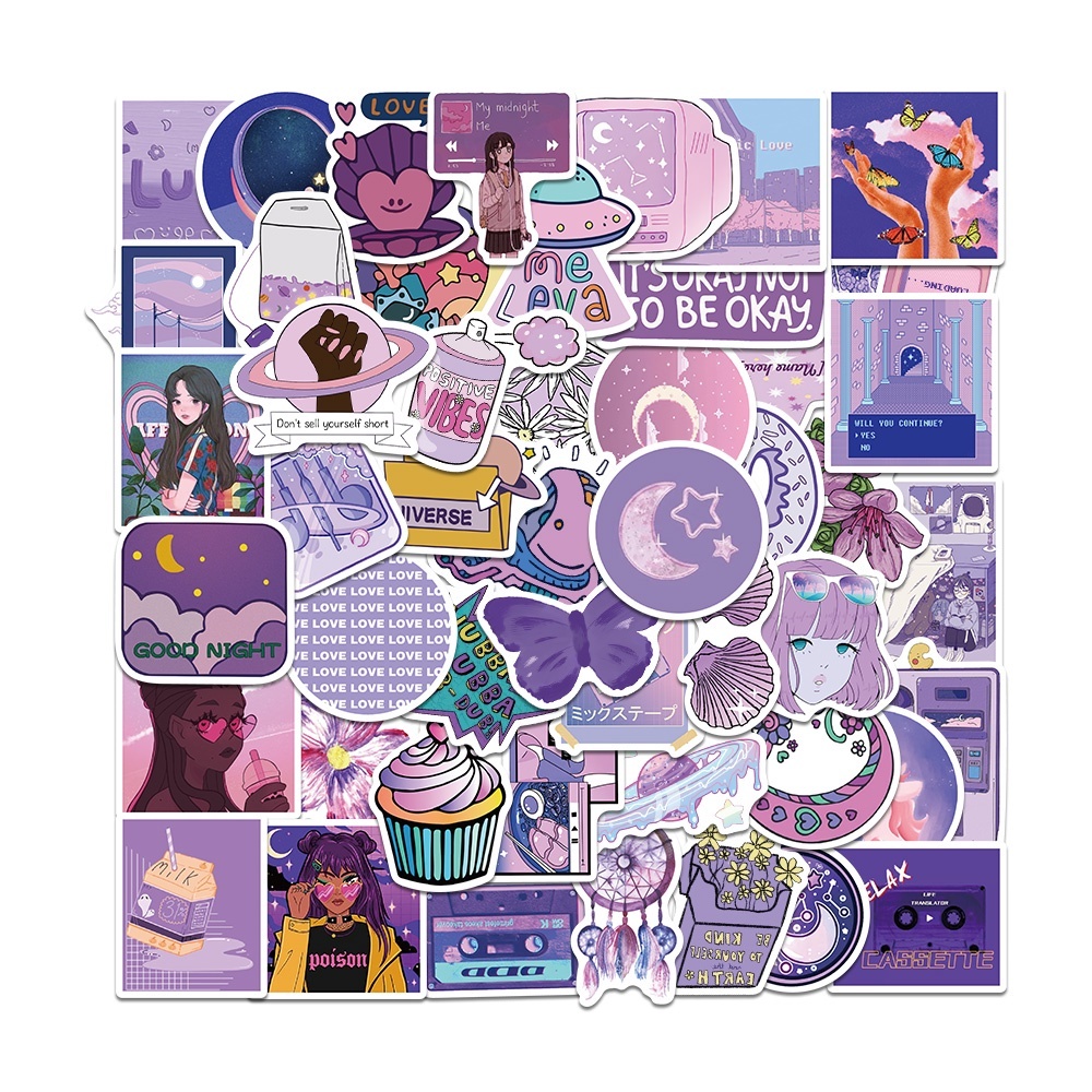 

Stiker Grafitty Purple Paper Sticker WaterProof Isi 20 pcs