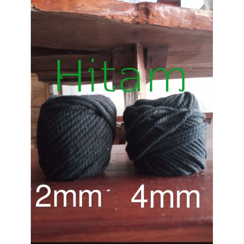 Tali Katun Benang Rajut Macrame Hitam 2mm