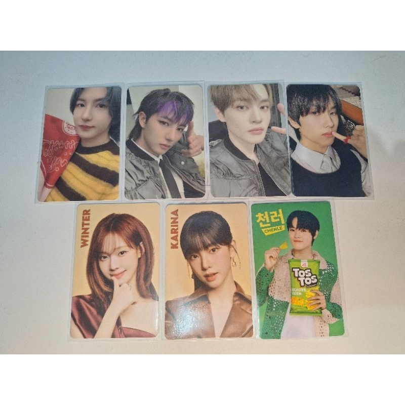 pc photocard nct aespa renjun chenle jisung winter karina pink christmas dreamscape nabati tostos